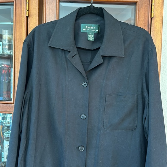 Lauren Ralph Lauren, 100% silk black long sleeve Shacket shirt/jacket, green tag - Picture 5 of 7